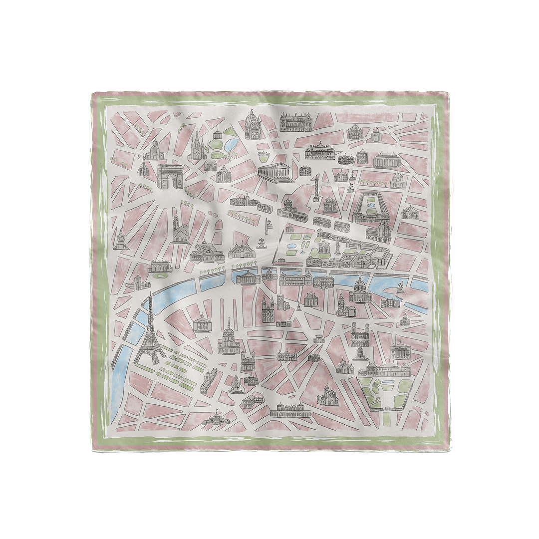 Paris Map Silk Scarf – 100% Silk – Maizie Clarke